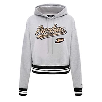Sweat à capuche court en molleton Pro Standard Heather Grey Purdue Boilermakers Script Tail pour femmes