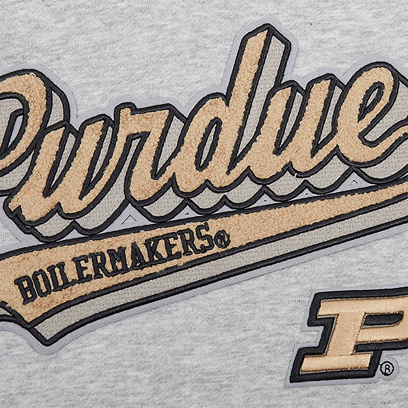 Sweat à capuche court en molleton Pro Standard Heather Grey Purdue Boilermakers Script Tail pour femmes