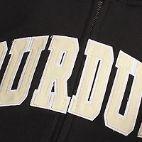Sweat à capuche zippé noir pour femme, modèle Stadium Athletic Purdue Boilermakers, avec nom en arc de cercle.