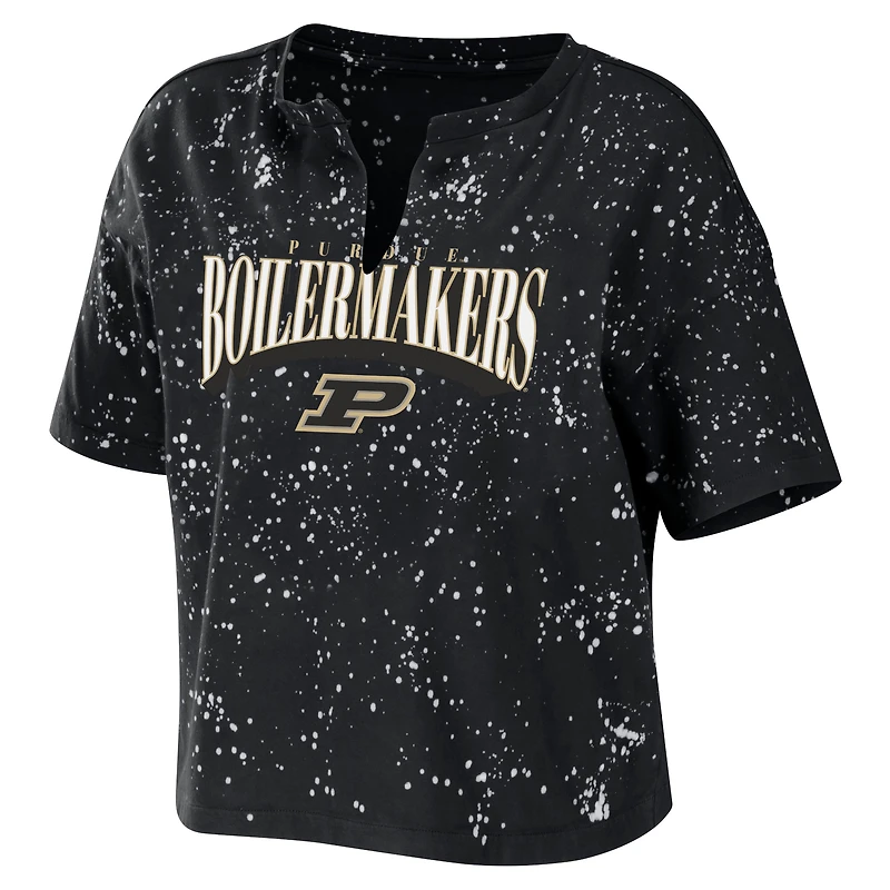 WEAR by Erin Andrews - T-shirt court à encolure crantée Purdue Boilermakers Noir
