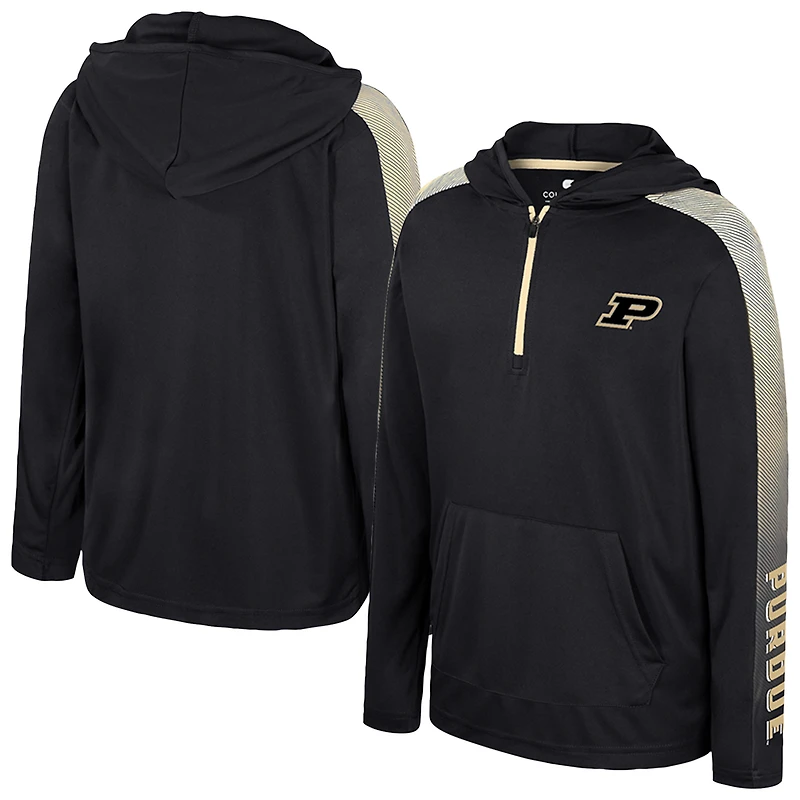 Coupe-vent à capuche et manches longues avec fermeture éclair quart de tour pour jeunes Colosseum Black Purdue Boilermakers Lumen