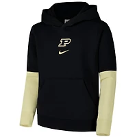 Sweat à capuche en polaire color-block noir pour jeunes Nike Purdue Boilermakers 2024 Sideline Club