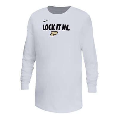T-shirt à manches longues Nike blanc Purdue Boilermakers On-Court Bench Legend Dri-FIT pour jeunes