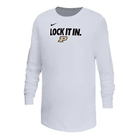 T-shirt à manches longues Nike blanc Purdue Boilermakers On-Court Bench Legend Dri-FIT pour jeunes