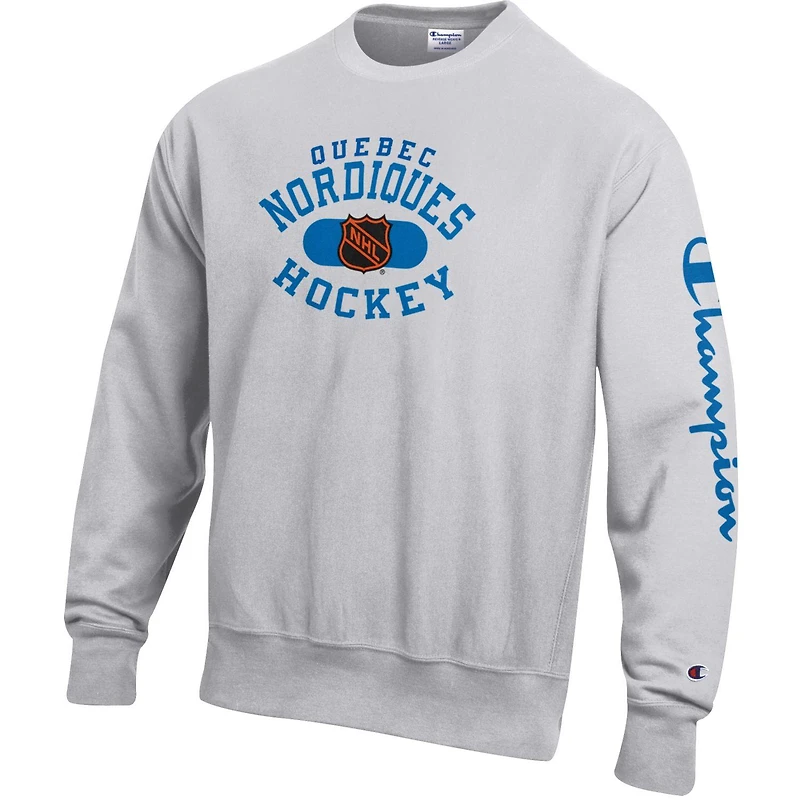 Men's Champion Heathered Gray Quebec Nordiques - Reverse Weave Pullover Sweatshirt