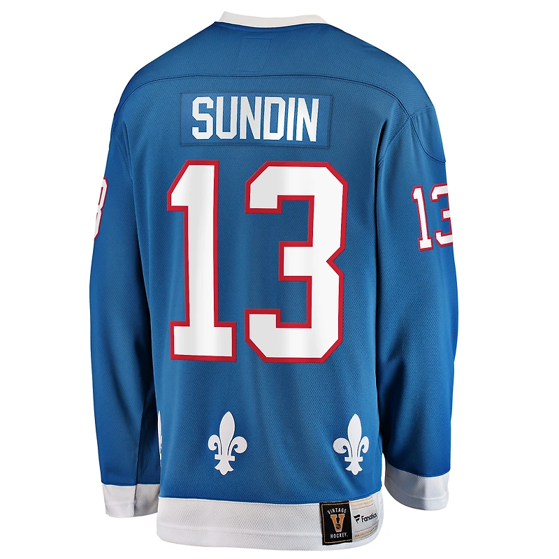 Men's Fanatics Mats Sundin Blue Quebec Nordiques Premier Breakaway Retired Player - Jersey
