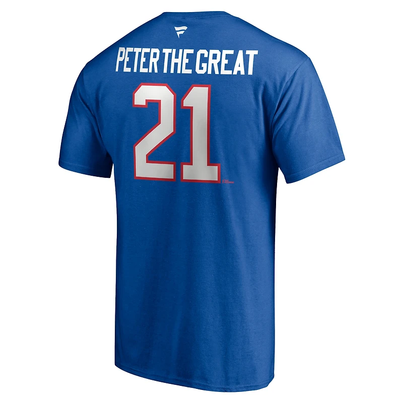 Fanatiques masculins de marque Peter Forsberg Royal Quebec Nordiques Authentic Stack Nom et numéro du joueur retraité - T-shirt