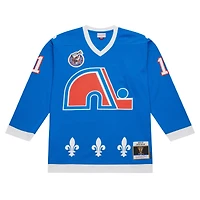 Maillot de joueur la ligne bleue Mitchell & Ness Owen Nolan bleu des Nordiques Québec 1992/93 pour hommes