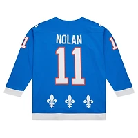 Maillot de joueur la ligne bleue Mitchell & Ness Owen Nolan bleu des Nordiques Québec 1992/93 pour hommes