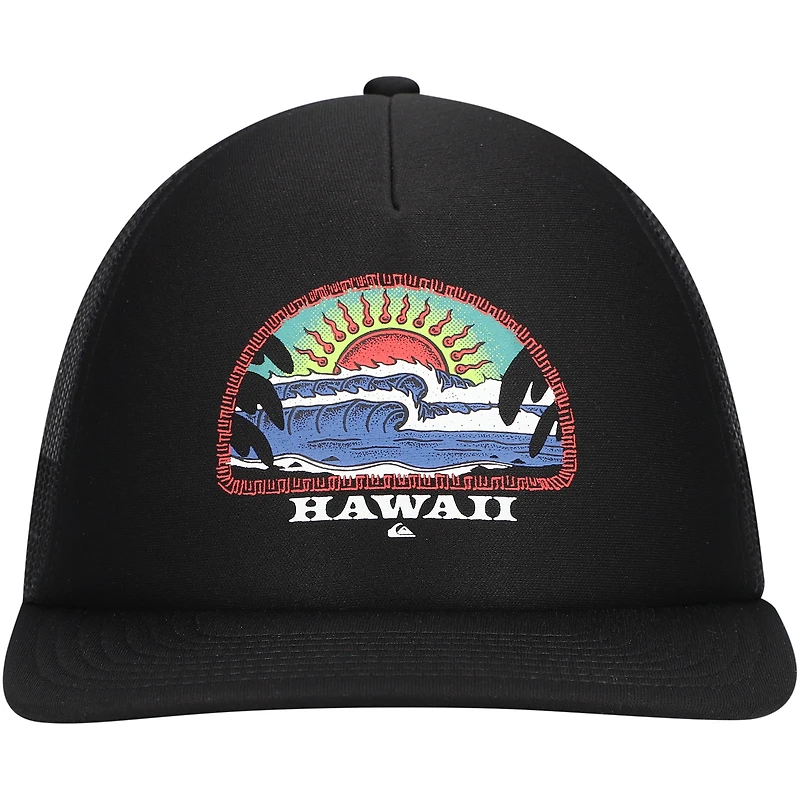 Casquette Snapback Quiksilver noire Hawaii Blazing Sun Trucker pour hommes