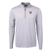 Pull-over zippé recyclé à micro-rayures et piqué écologique pour homme, gris/blanc, coupe Cutter & Buck, Quinnipiac Bobcats, taille grande taille, Virtue