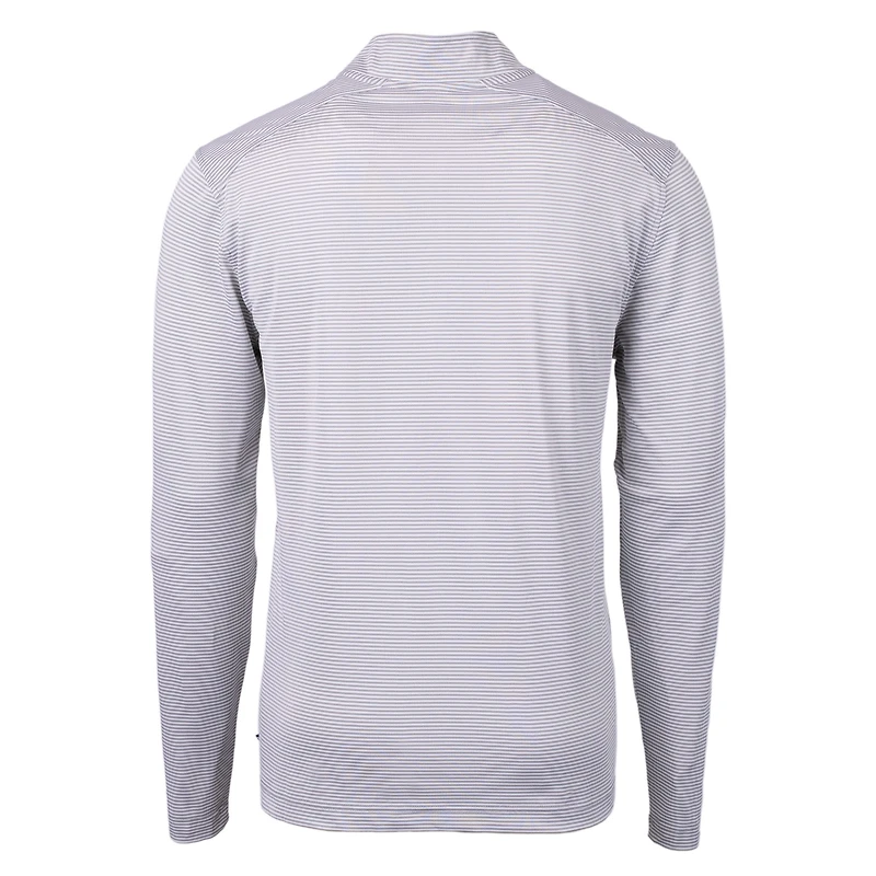 Pull-over zippé recyclé à micro-rayures et piqué écologique pour homme, gris/blanc, coupe Cutter & Buck, Quinnipiac Bobcats, taille grande taille, Virtue