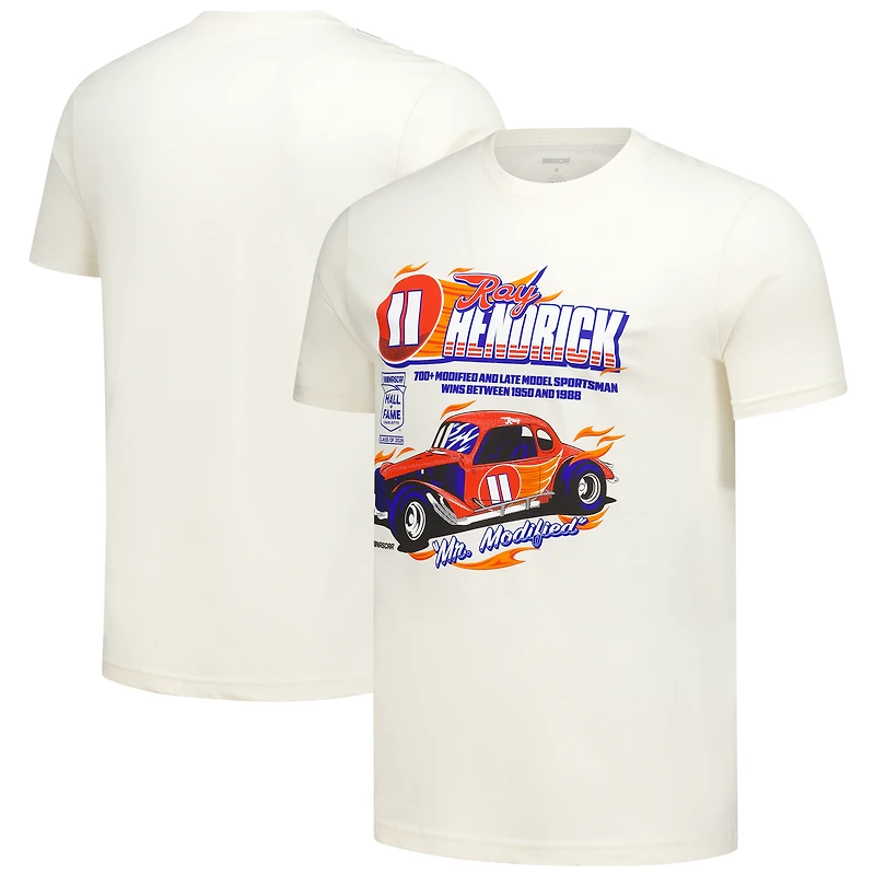 Men's Checkered Flag Sports Cream Ray Hendrick Hall of Fame Inductee T-Shirt
