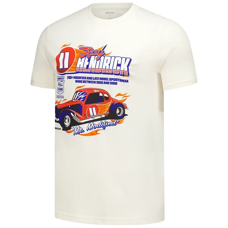 T-shirt homme crème à carreaux, motif drapeau sport, Ray Hendrick, intronisé au Temple de la renommée