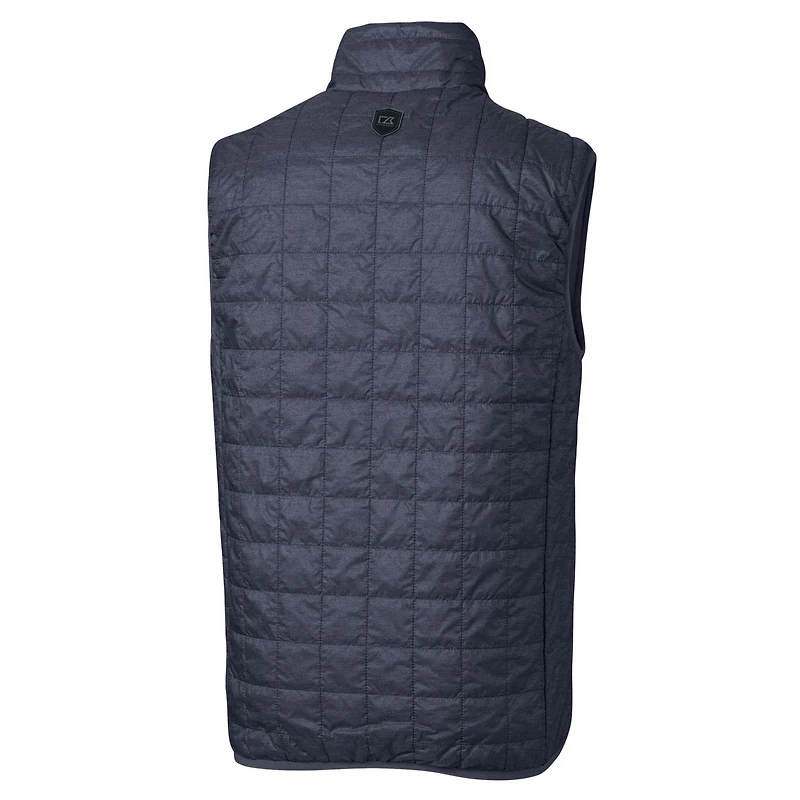 Men's Cutter & Buck Heather Navy Reading Fightin Phils Rainier PrimaLoft Eco Insulated Full-Zip Puffer Vest