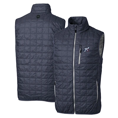 Men's Cutter & Buck Heather Navy Reading Fightin Phils Rainier PrimaLoft Eco Insulated Full-Zip Puffer Vest