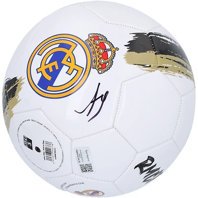 Ballon de football blanc/or avec logo autographié par Arda Güler du Real Madrid