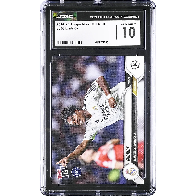 Endrick Real Madrid 2024-25 Topps Now UEFA CC Youngest UCL Goalscorer #6 CGC Authenticated 10 Rookie Card
