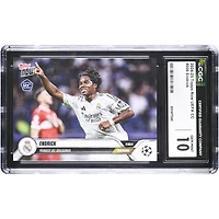Carte de recrue Endrick Real Madrid 2024-25 Topps Now UEFA CC, plus jeune buteur de la Ligue des champions, n° 6, authentifiée CGC 10