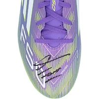 Crampons de football adidas F50 violets et jaunes autographiés par Franco Mastantuono du Real Madrid