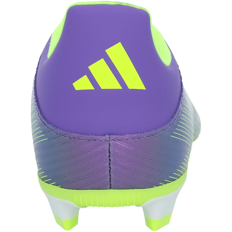 Crampons de football adidas F50 violets et jaunes autographiés par Franco Mastantuono du Real Madrid