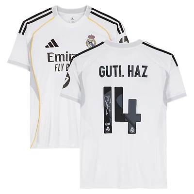 Maillot domicile blanc adidas Modern autographié par José Hernández du Real Madrid