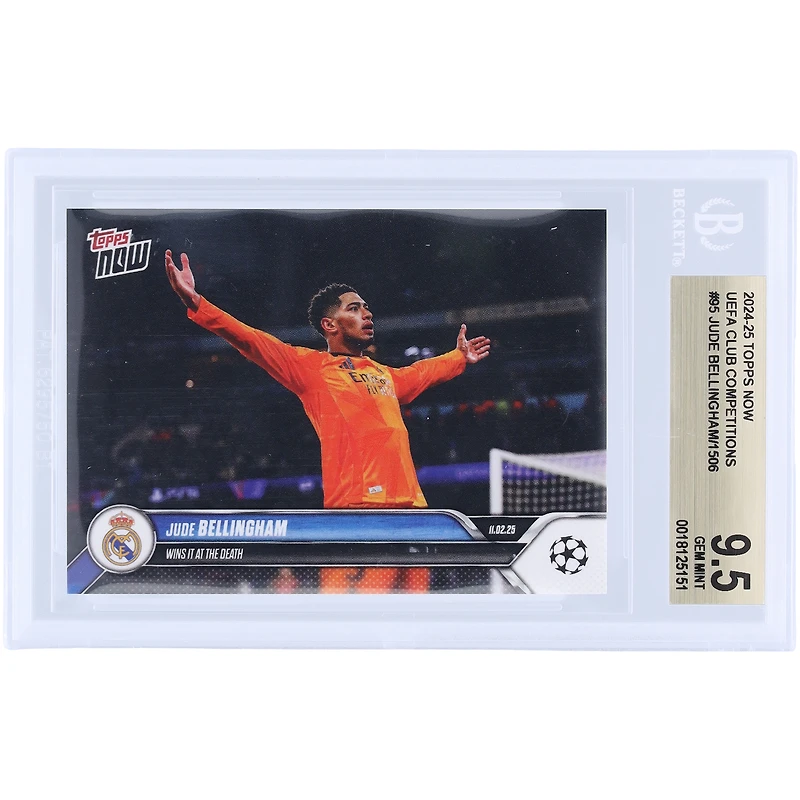 Jude Bellingham Real Madrid 2024-25 Topps Now Wins It At The Death #95 BGS Authenticated 9.5 Card