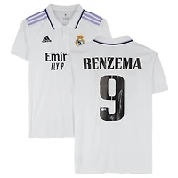 Maillot Adidas blanc dédicacé par Karim Benzema du Real Madrid 2022-23