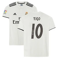 Maillot domicile 2018-19 autographié par Luis Figo du Real Madrid avec numéros de style fan