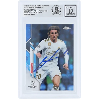 Luka Modric Real Madrid Autographed 2019-20 Topps Chrome Sapphire UEFA #31 Beckett Fanatics Witnessed Authenticated 10 Card 
