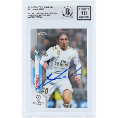 Carte 10 authentifiée signée Luka Modric du Real Madrid 2019-20 Topps Chrome UEFA #31 Beckett Fanatics Witnessed