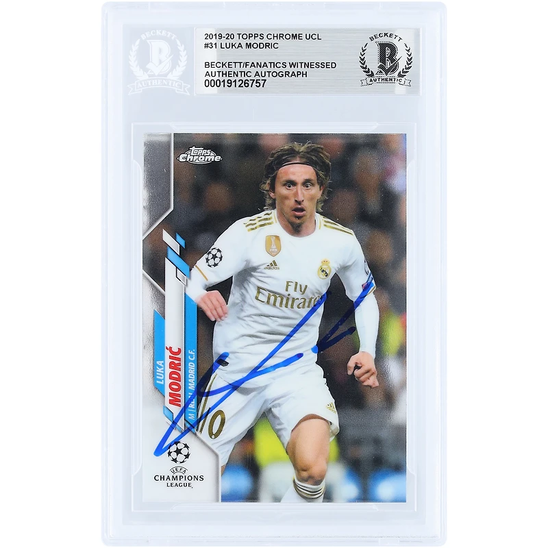 Luka Modric Real Madrid Autographed 2019-20 Topps Chrome UEFA #31 Beckett Fanatics Witnessed Authenticated Card