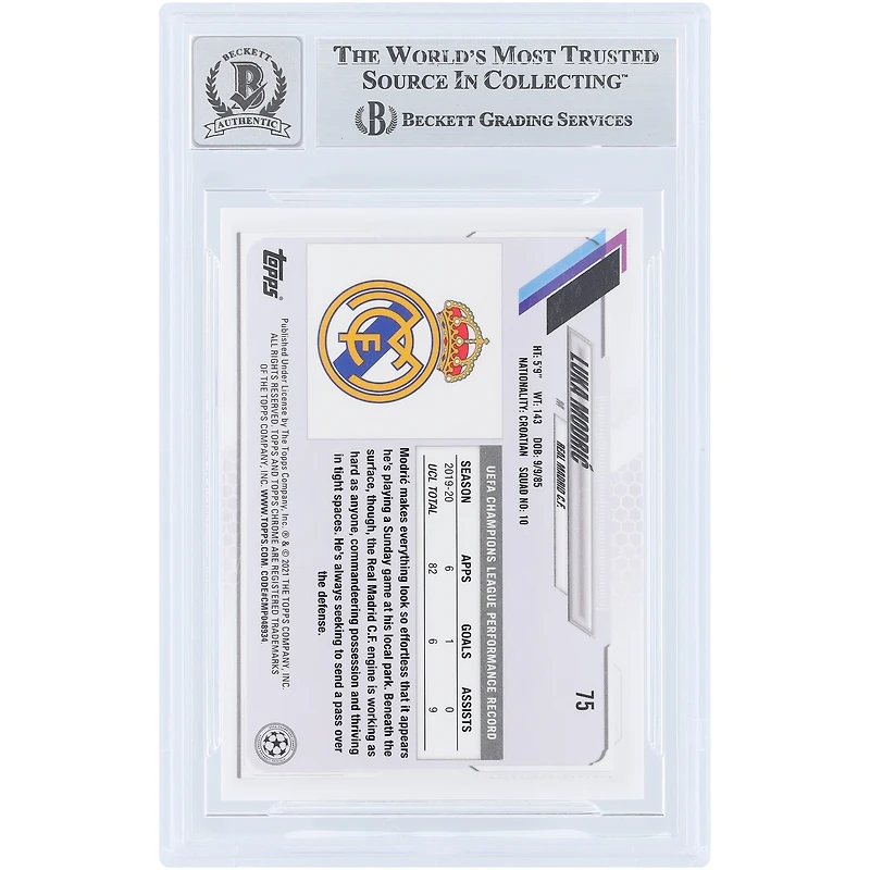 Luka Modric Real Madrid Autographed 2020-21 Topps Chrome Steve Aoki Neon Future #75 Beckett Fanatics Witnessed Authenticated 10 Card 