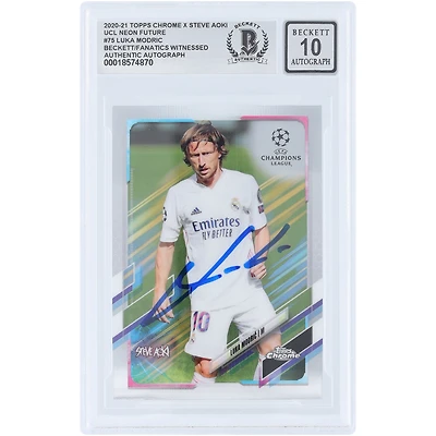 Luka Modric Real Madrid Autographié 2020-21 Topps Chrome Steve Aoki Neon Future #75 Beckett Fanatics Witnessed Authenticated 10 Card