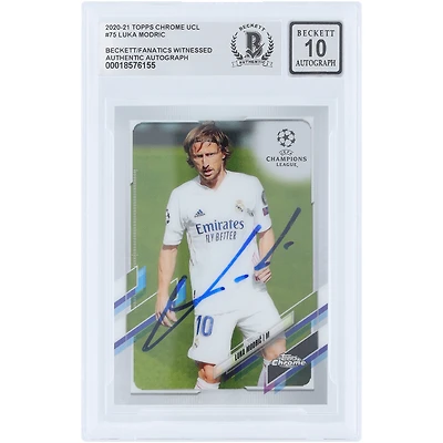 Luka Modric Real Madrid Autographié 2020-21 Topps Chrome UEFA #75 Beckett Fanatics Witnessed Authenticated 10 Card