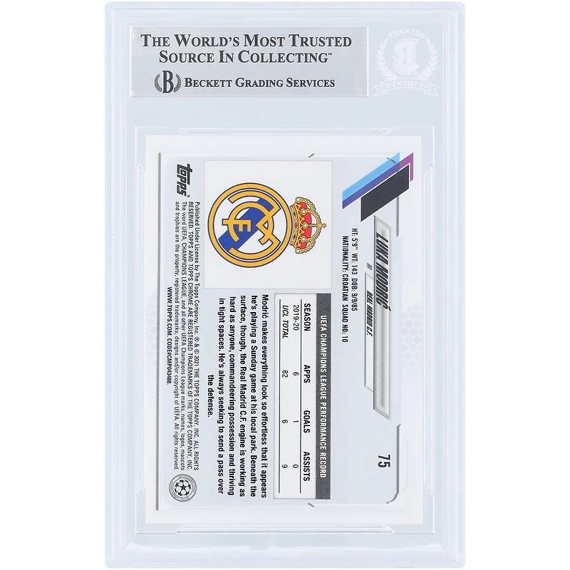 Luka Modric Real Madrid Autographed 2020-21 Topps Chrome UEFA #75 Beckett Fanatics Witnessed Authenticated Card