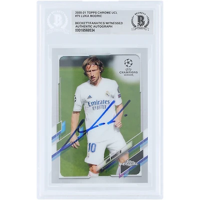 Luka Modric Real Madrid Autographed 2020-21 Topps Chrome UEFA #75 Beckett Fanatics Witnessed Authenticated Card