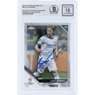 Luka Modric Real Madrid Autographed 2021-22 Topps Chrome UEFA #85 Beckett Fanatics Witnessed Authenticated 10 Card 