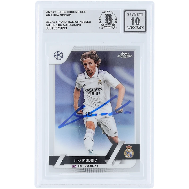 Luka Modric Real Madrid Autographed 2022-23 Topps Chrome UEFA #62 Beckett Fanatics Witnessed Authenticated 10 Card 