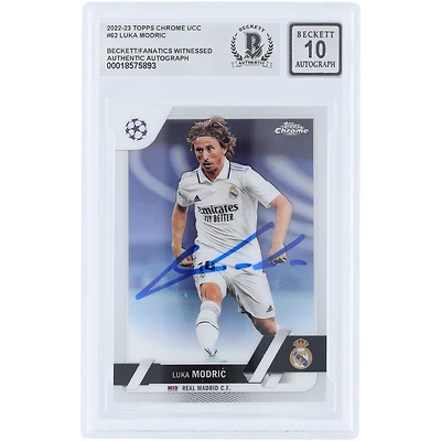 Carte 10 authentifiée signée Luka Modric du Real Madrid 2022-23 Topps Chrome UEFA #62 Beckett Fanatics Witnessed