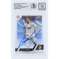 Luka Modric Real Madrid Autographié 2022-23 Topps Chrome UEFA Refractor #62 Beckett Fanatics Witnessed Authenticated 10 Card