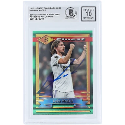 Luka Modric Real Madrid Autographed 2022-23 Topps Finest Flashbacks UEFA #35 Beckett Fanatics Witnessed Authenticated 10 Card 