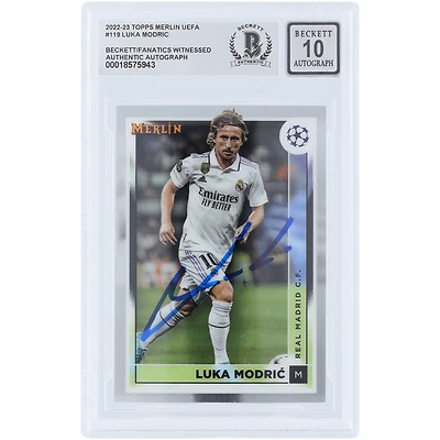 Luka Modric Real Madrid Autographed 2022-23 Topps Merlin UEFA #119 Beckett Fanatics Witnessed Authenticated Card
