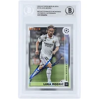 Carte authentifiée signée Luka Modric du Real Madrid 2022-23 Topps Merlin UEFA #119 Beckett Fanatics Witnessed