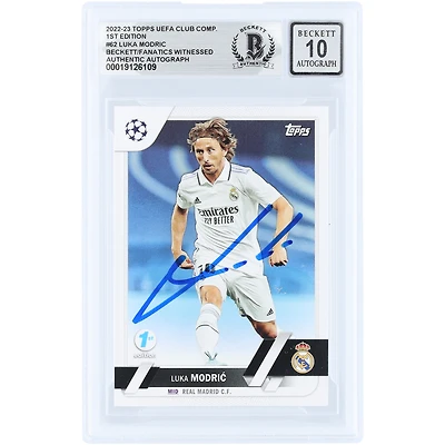 Luka Modric Real Madrid Autographed 2022-23 Topps UEFA 1st Edition #62 Beckett Fanatics Witnessed Authenticated 10 Card