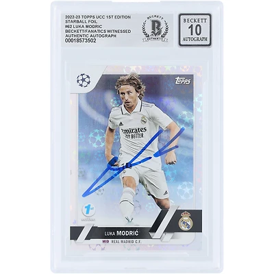 Luka Modric Real Madrid Autographed 2022-23 Topps UEFA 1st Edition Starball #62 Beckett Fanatics Witnessed Authenticated 10 Card 