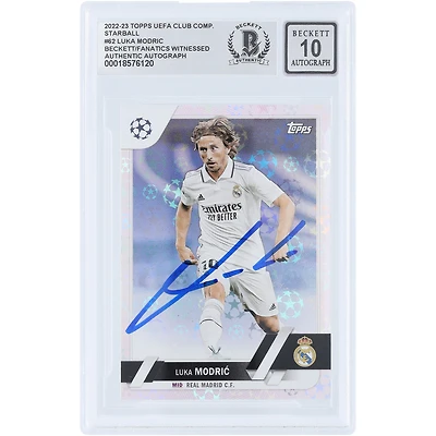 Luka Modric Real Madrid Autographié 2022-23 Topps UEFA Starball #62 Beckett Fanatics Witnessed Authenticated 10 Card