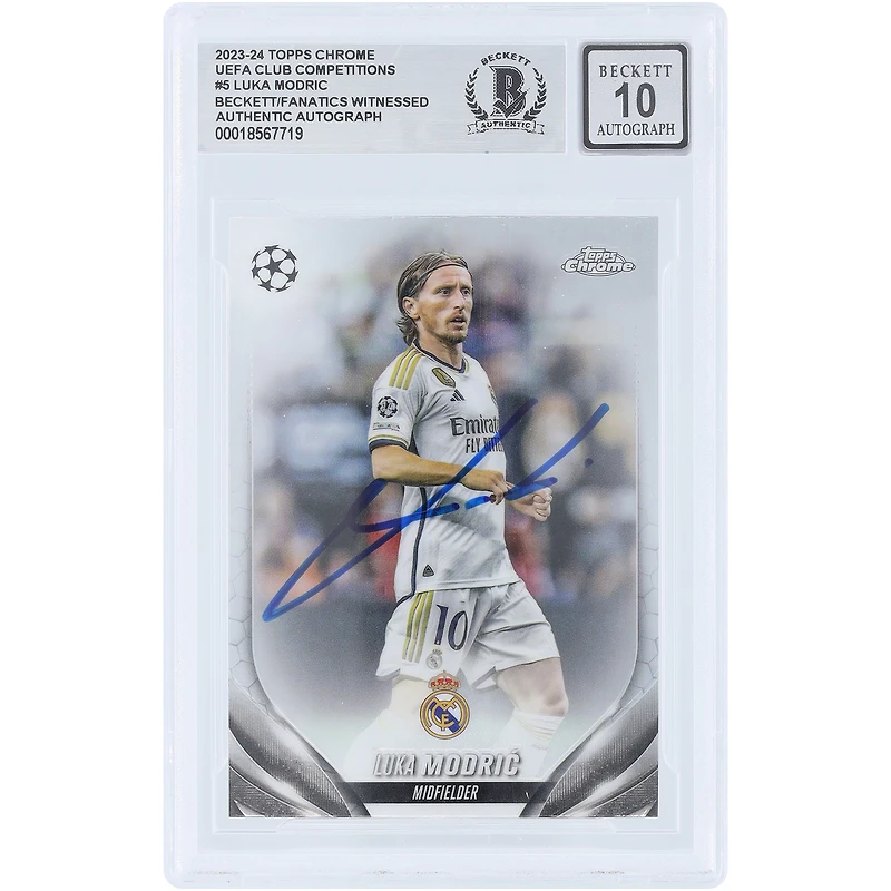 Luka Modric Real Madrid Autographed 2023-24 Topps Chrome UEFA #5 Beckett Fanatics Witnessed Authenticated 10 Card 