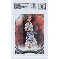 Carte autographiée Luka Modric Real Madrid 2023-24 Topps UEFA Inferno Foil #5 Beckett Fanatics Witnessed Authenticated 10