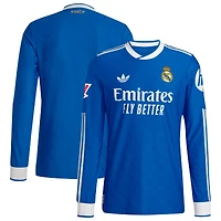 Maillot adidas bleu Real Madrid 2025/26 Third Authentic à manches longues avec patch pour homme